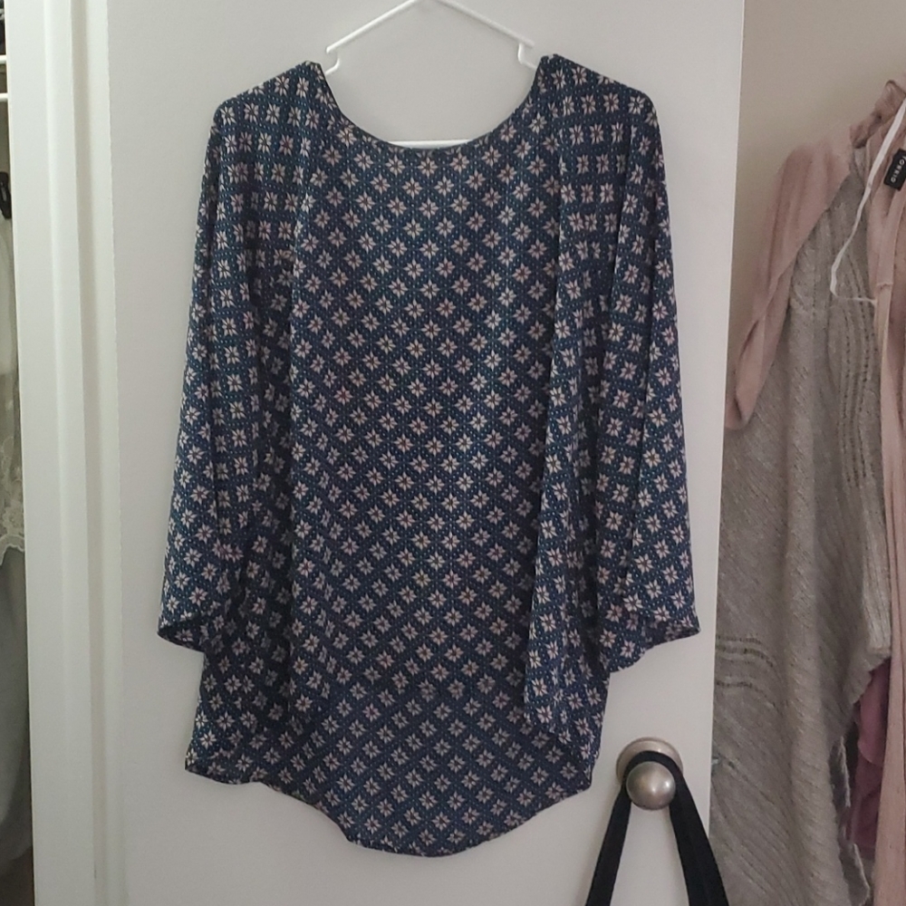 Blue Papermoon Blouse with cute zipper back